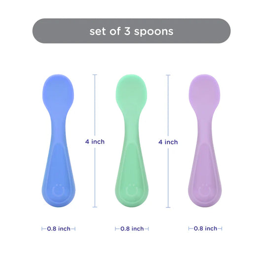 Ubbi - Silicone Cutlery 3Spoons - Polaris , Smoothie , Sugar Snap
