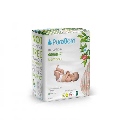 Pureborn - Organic Bamboo Diapers - Size New Born
