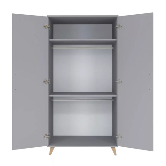 Faktum Flip Baby Wardrobe Spacious 2-Door - Nursery Storage Cabinet - Grey