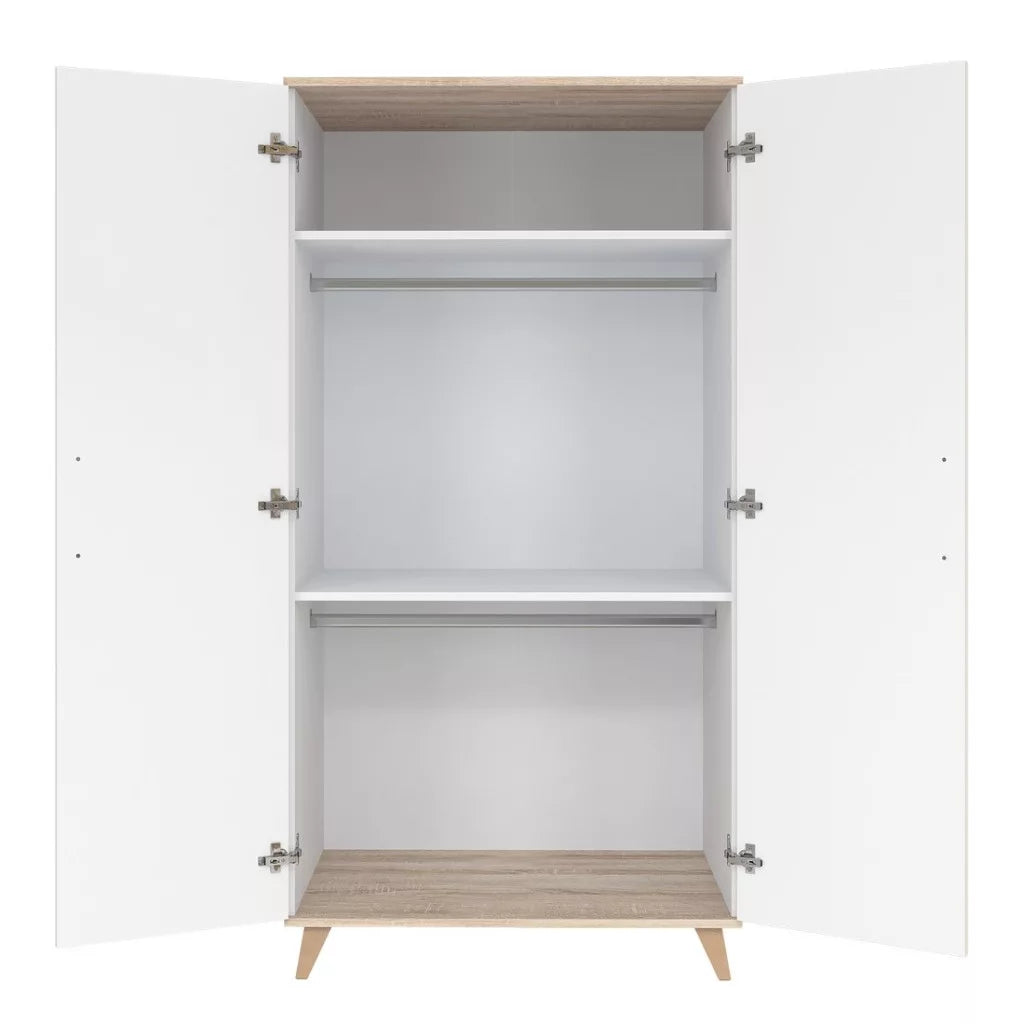 Faktum - Flip 2-Door Baby Wardrobe Chipboard & Solid Wood - Ample Storage - White-Oak