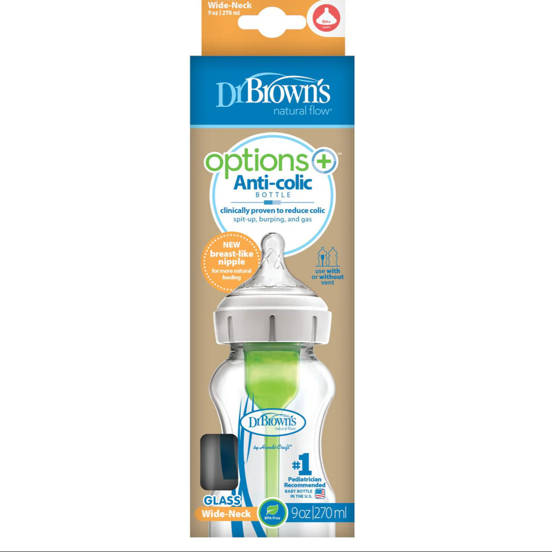 Drbrown's - Op+ Anti-Colic 270ml - Single Glass Bottle