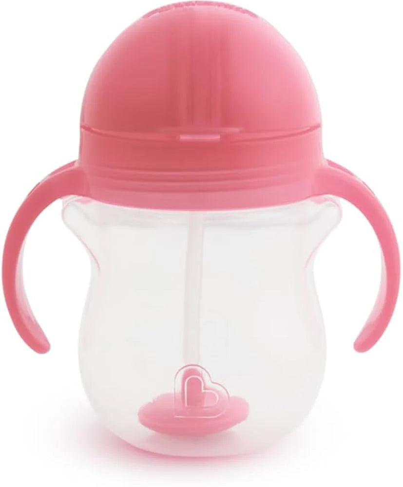 Munchkin - 7oz Gl Tip & Sip Cup - Weighted Straw - Pink