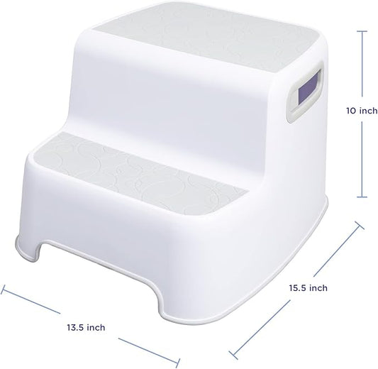 Ubbi - 2 Step Stool - white&Gray - Bath Time