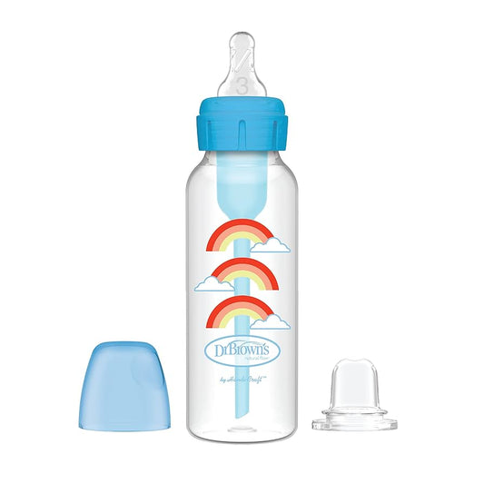 Narrow OP+ Bottle 250ML Level 3 6m+ Nipple + Sippy Spout , Blue