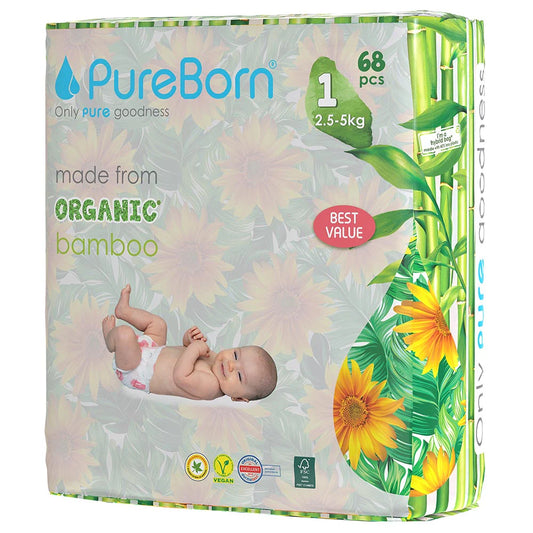 Pureborn - Organic Bamboo Diapers - Size 1