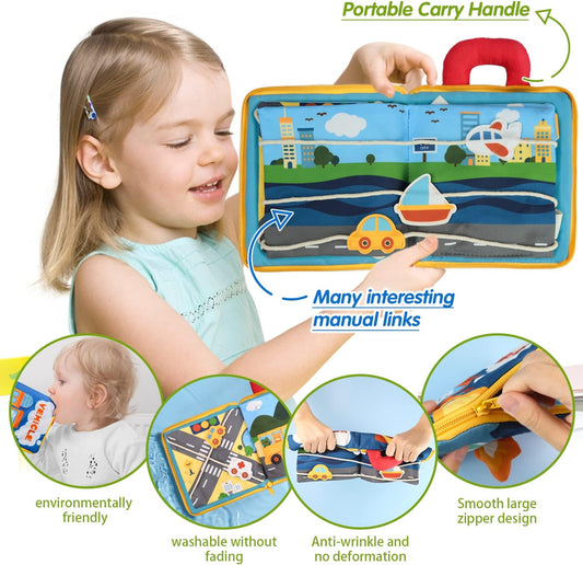 Tumama Kids - Baby Quiet Book - Vehicle Cloth Book