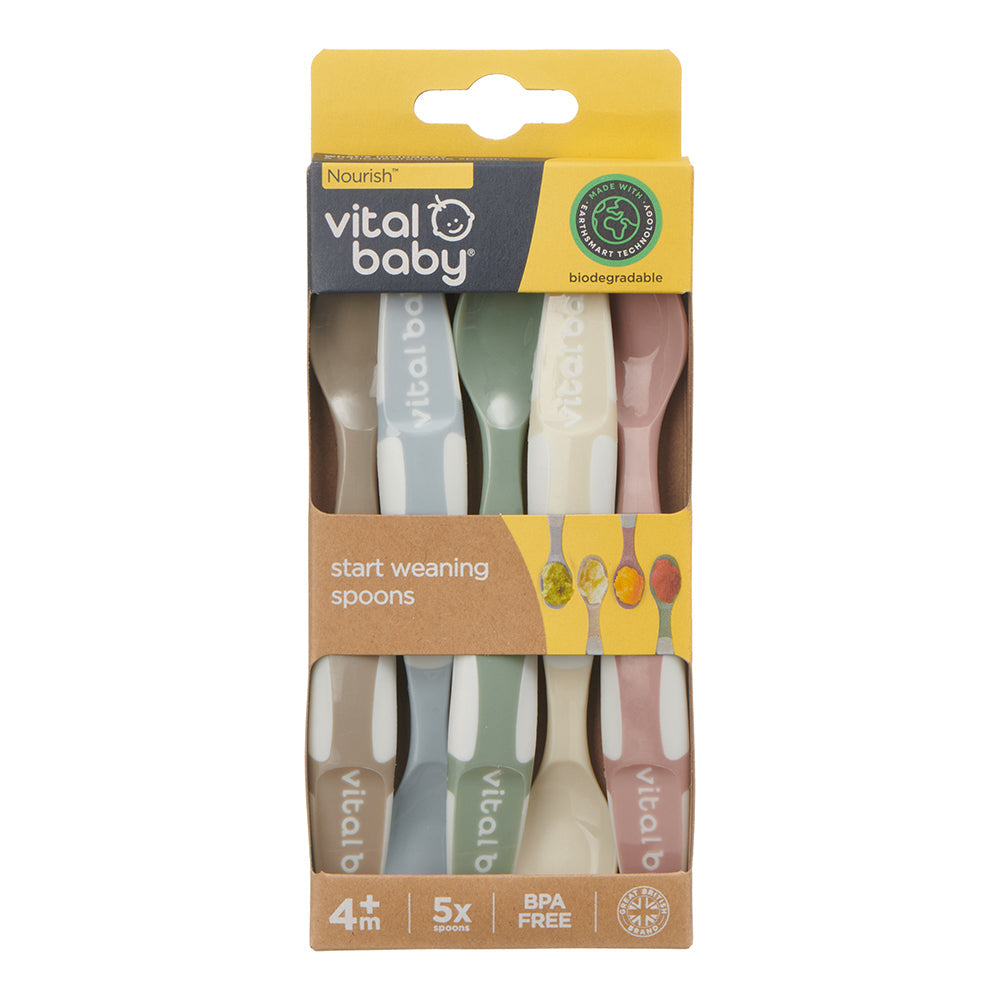 Vital Baby Nourish start weaning spoons 5pk - natural