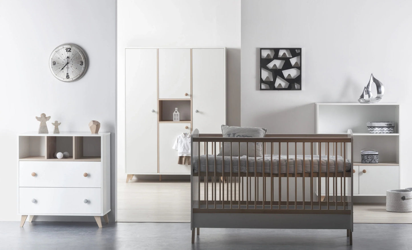 Faktum - 3-Door Baby Wardrobe Large Nursery Storage Cabinet - White