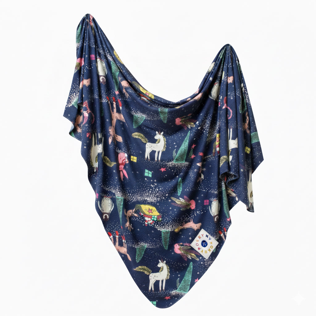 MyHokeyPokey swaddling blanket Christmas Navy