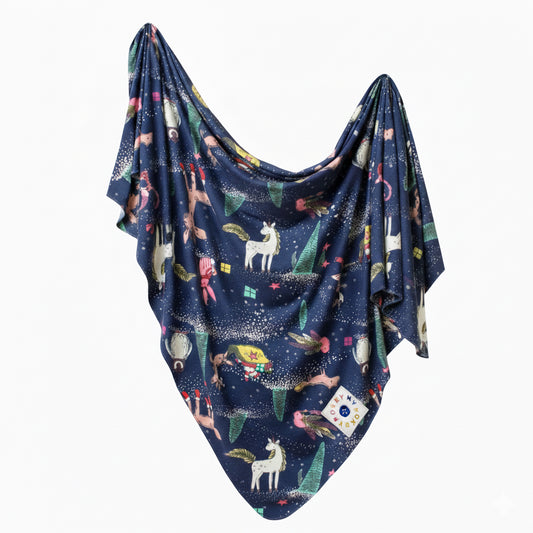 MyHokeyPokey swaddling blanket Christmas Navy