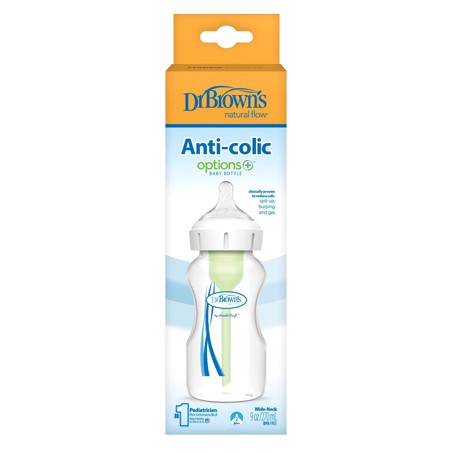 Dr. Brown's 270 ml Options+ Anti-Colic+W/N Bottle With Level 1 Teat