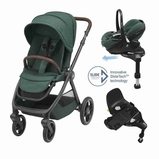 Maxi-Cosi - Oxford+ (Essential Green) - 3 pcs Bundle Oxford Stroller - Pebble 360 Pro Car Seat - Familyfix Base - Travel System