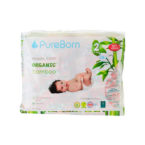 Pureborn - Organic Bamboo Diapers - Size 2
