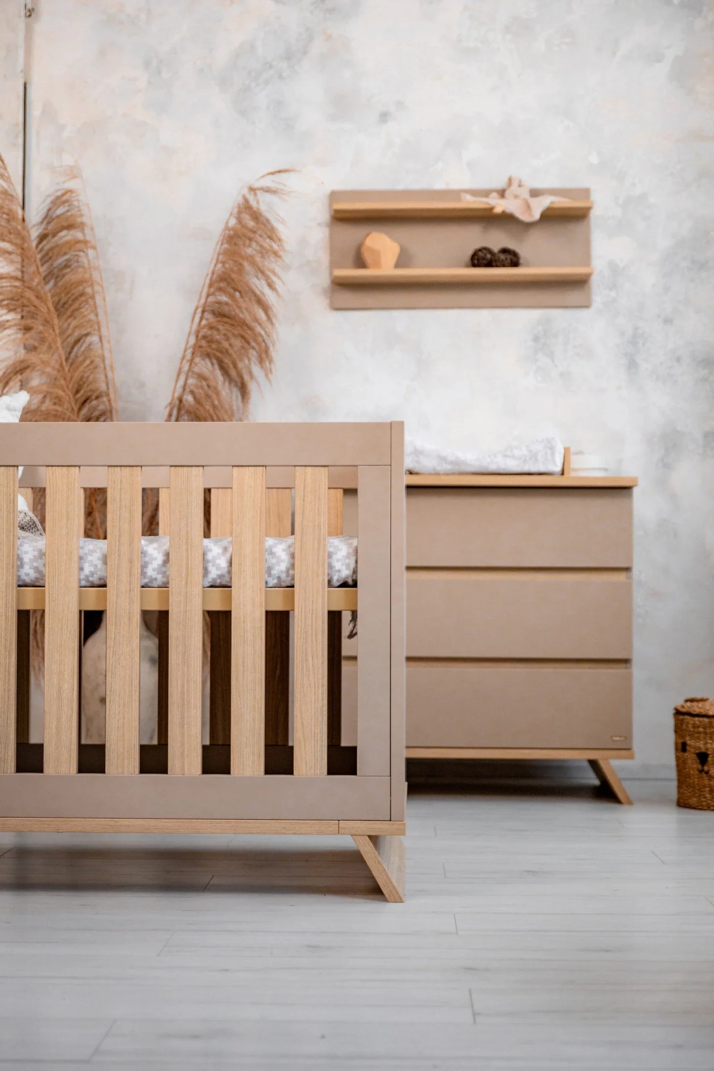 Faktum - Sienna - Baby Cot Converible Toddler Bed With Adjustable Height - 140*70Cm - Cappucino