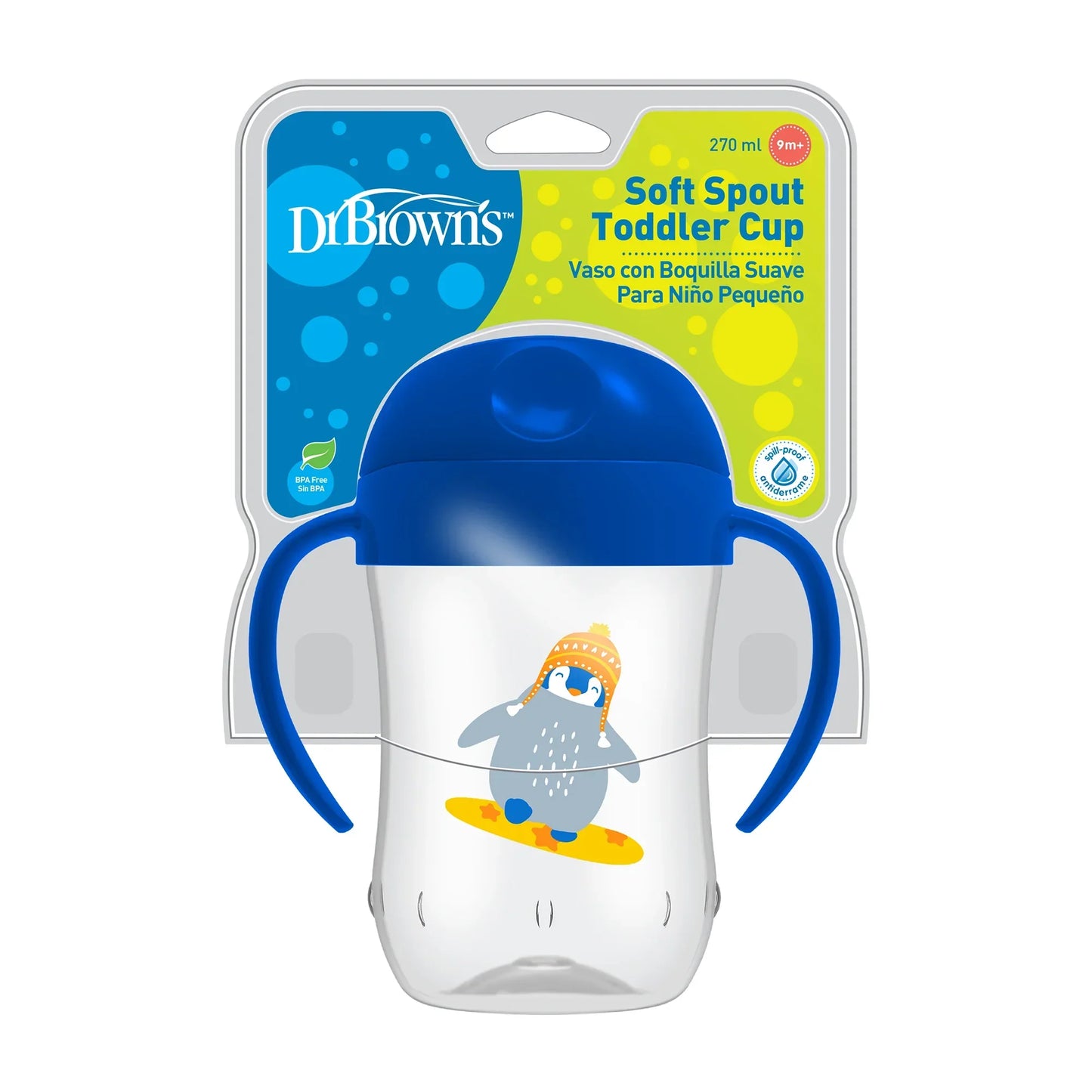 Soft Spout Toddler Cup 270ML 9m+, Blue Penguin