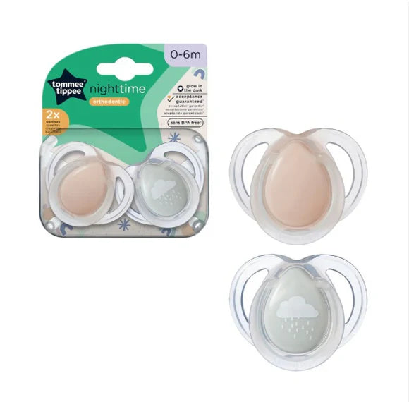 Tommee Tippee - Night Silicone Soother - 0-6m - 2pcs - ASST