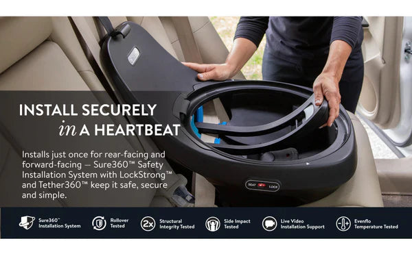 EVENFLO GOLD REVOLVE360 SLIM 2-IN-1 CARSEAT WITH SENSOR OBSIDIAN BLACK