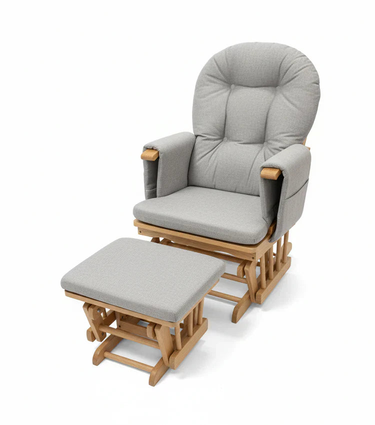 Miila Canvas Nursing Chair Light Grey natural wood Rocker