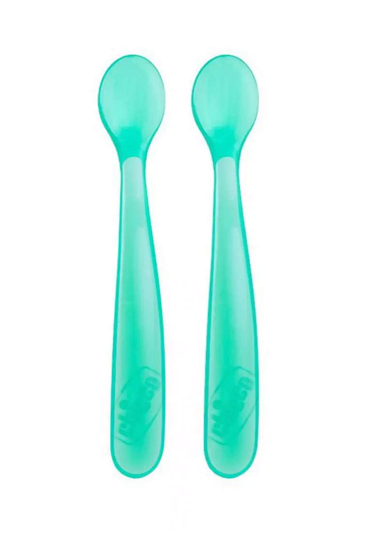 Chicco - Soft Silicone Spoon -(6m+) 2pcs - Boy {06828.51}