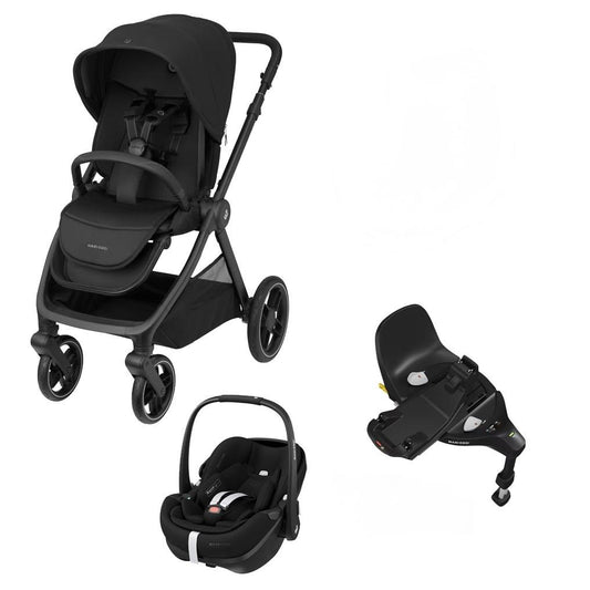 Maxi-Cosi - Oxford+ (Essential Black) - 3 pcs Bundle Oxford Stroller - Pebble 360 Car Seat - FamilyFix Base.- Travel System