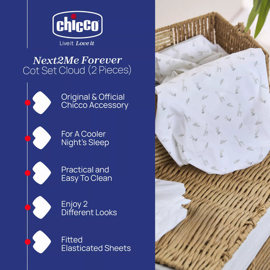 Chicco - Crib Set Cotton Up & Down - Next To Me Forever - Cloud