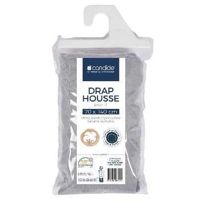 Candide Fitted Sheet Cotton 70x140 cm Light Grey