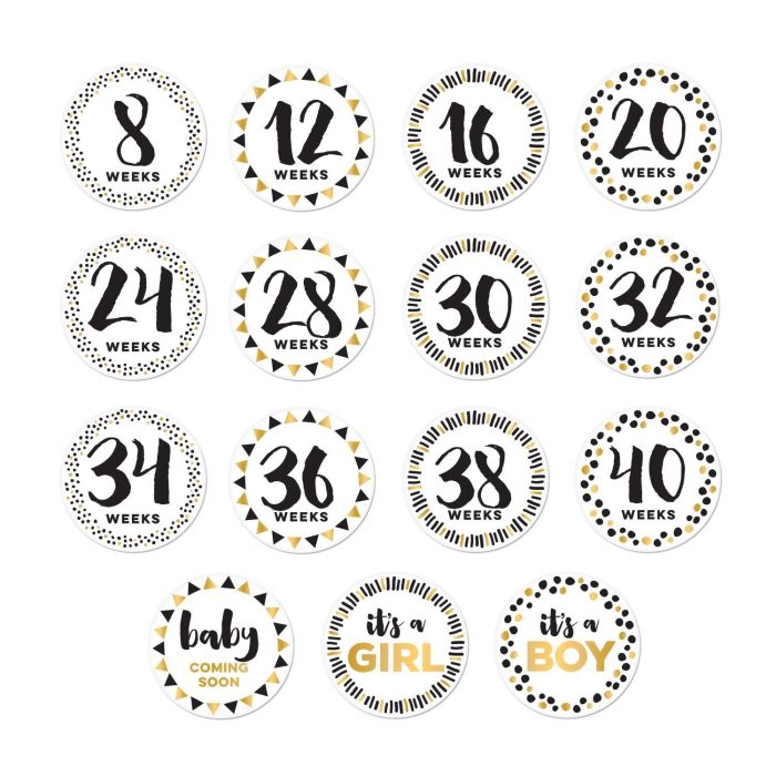 Pregnancy - Stickers Belly - Black/White & Gold