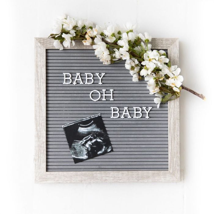 Pearhead - Wooden Letter Board Set For Baby - Light Grey