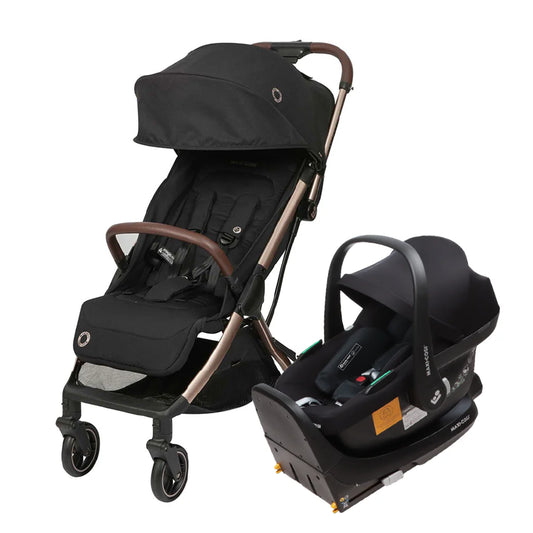 Maxi-Cosi - Eva 3 Bundle - Stroller Cabriofix i-size Car Seat - Cabriofix i-size Base - Essential Black Champagne