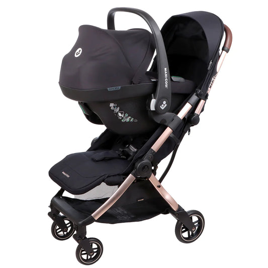 Maxi-Cosi - Eva 3 Bundle - Stroller Cabriofix i-size Car Seat - Cabriofix i-size Base - Essential Black Champagne