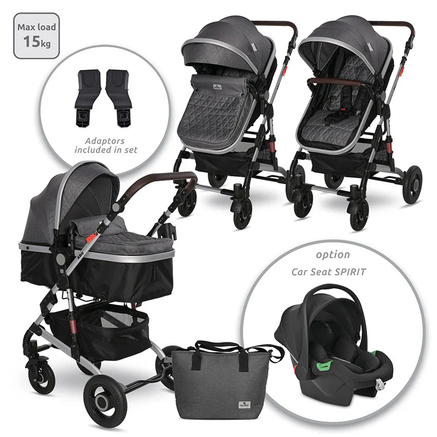 Baby Stroller ALBA PREMIUM SET 3in1 Steel Grey new