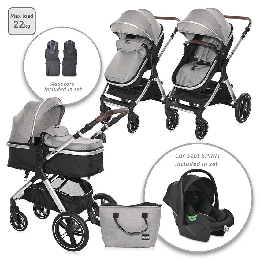 Baby Stroller VIOLA 3in1 with transformable seat Grey