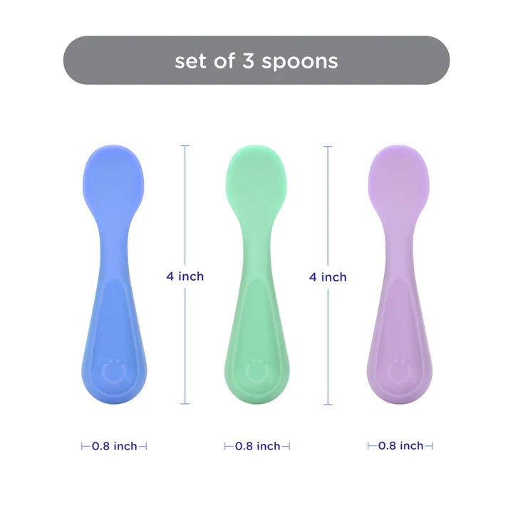 Ubbi  - Silicone Cutlery 3Spoons - Polaris , Smoothie , Sugar Snap