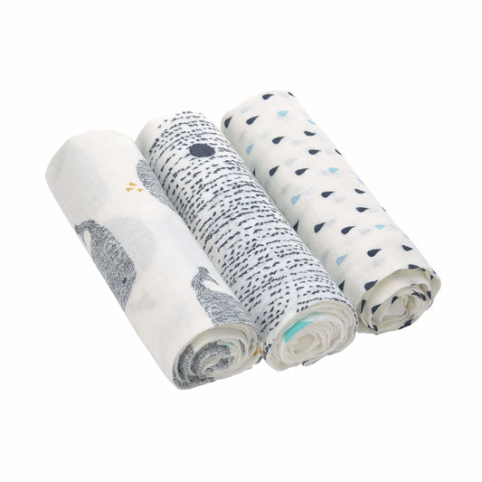 Lassig - Soft Swaddle - Little Whale Water - 3pcs