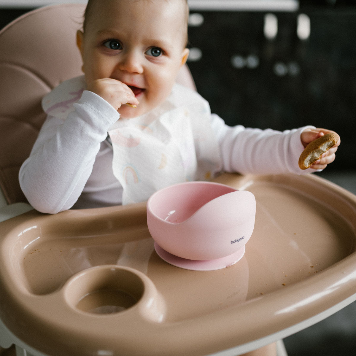 BabyOno - Silicone Suction Bowl - Light Pink