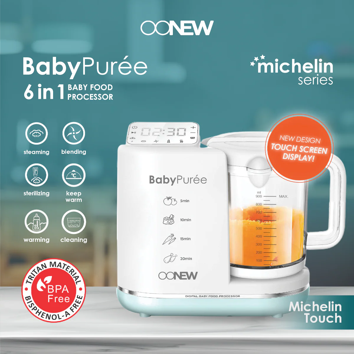 Oonew - Baby Food Processor Touchscreen 6in1 Blender