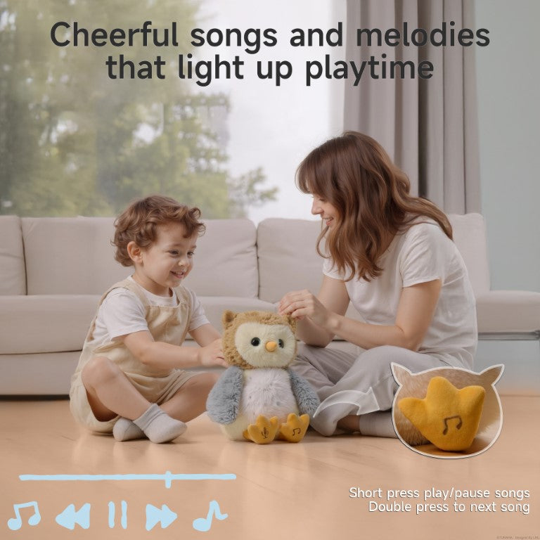 Tumama Kids - Interactive Plush Owl Toy - "Kiss Me,Hug Me"