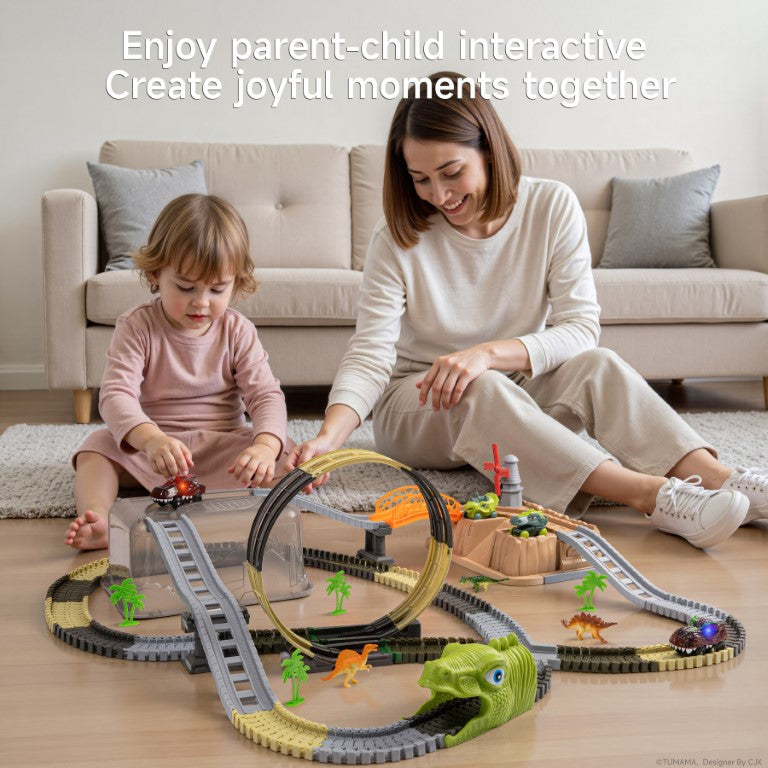 Tumama Kids - Dinosaur Themed 360 Car Race - Track With Storage Box