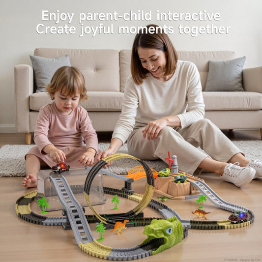 Tumama Kids - Dinosaur Themed 360 Car Race - Track With Storage Box