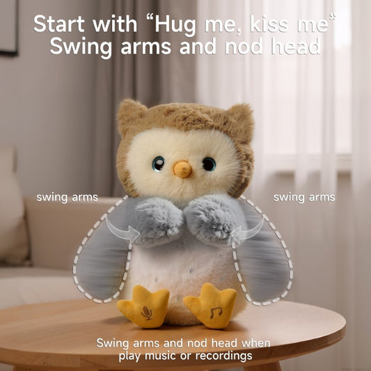 Tumama Kids - Interactive Plush Owl Toy - "Kiss Me,Hug Me"