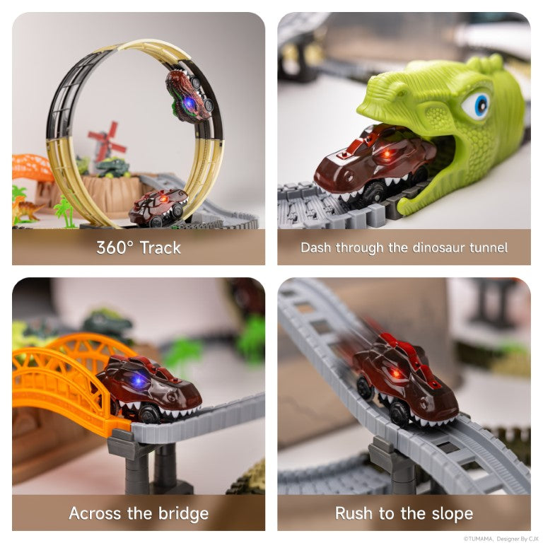 Tumama Kids - Dinosaur Themed 360 Car Race - Track With Storage Box