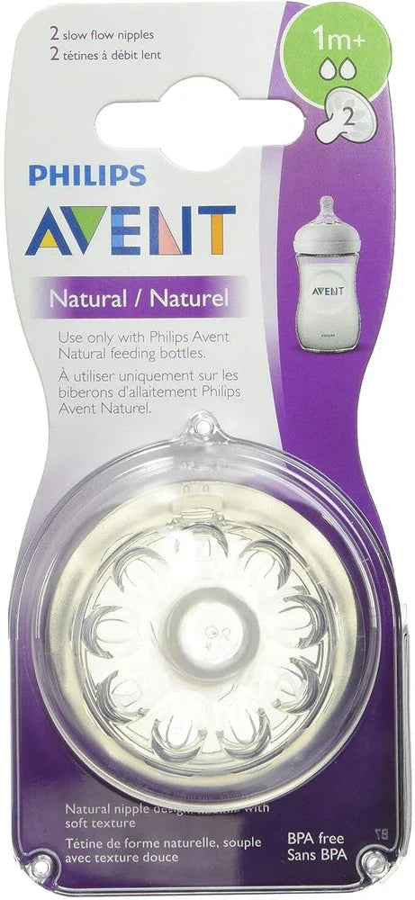 AVENT 2 NATURAL TEATS 2.0 SLOW 2 HOLES - 1M+