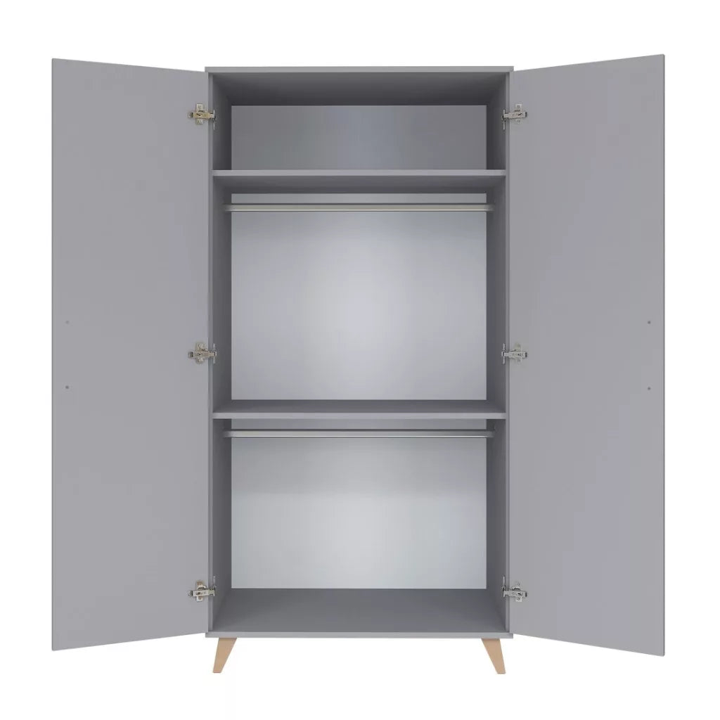Faktum Flip Baby Wardrobe Spacious 2-Door - Nursery Storage Cabinet - Grey