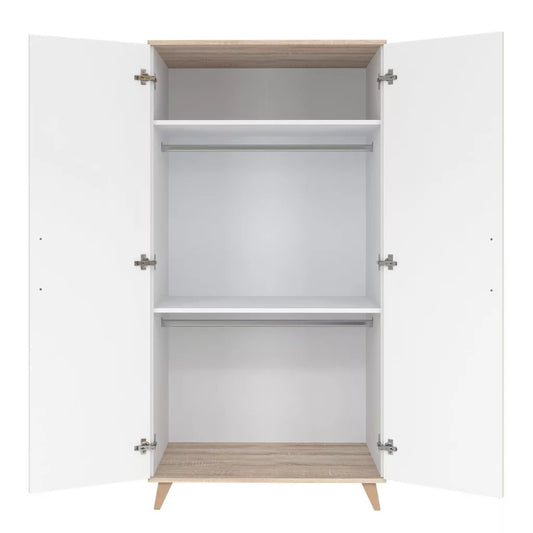 Faktum - Flip 2-Door Baby Wardrobe Chipboard & Solid Wood - Ample Storage - White-Oak