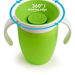 Munchkin - 7oz Miracle 360 Trainer Plastic Cup With Lid - Green