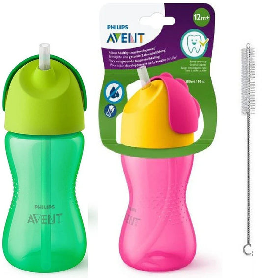AVENT BENDY STRAW CUP 300ML 12M+ - PINK/GREEN