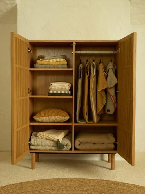 Hai No Ki Wardrobe - Natural Ash, 8 Compartments