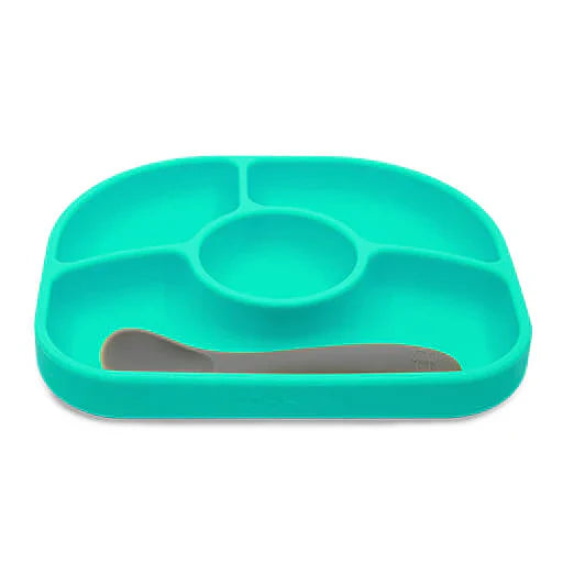 BBLUV Yumi 4Section Silicone Plate and Spoon Aqua