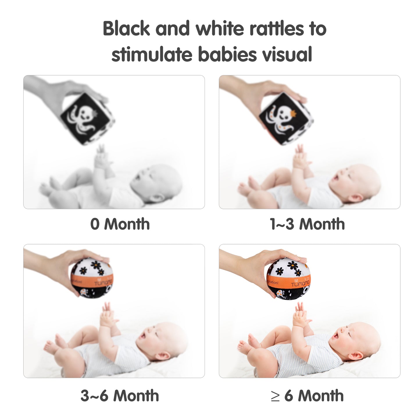 Tumama Kids - Geometric Hanging Rattle Set - Black And White