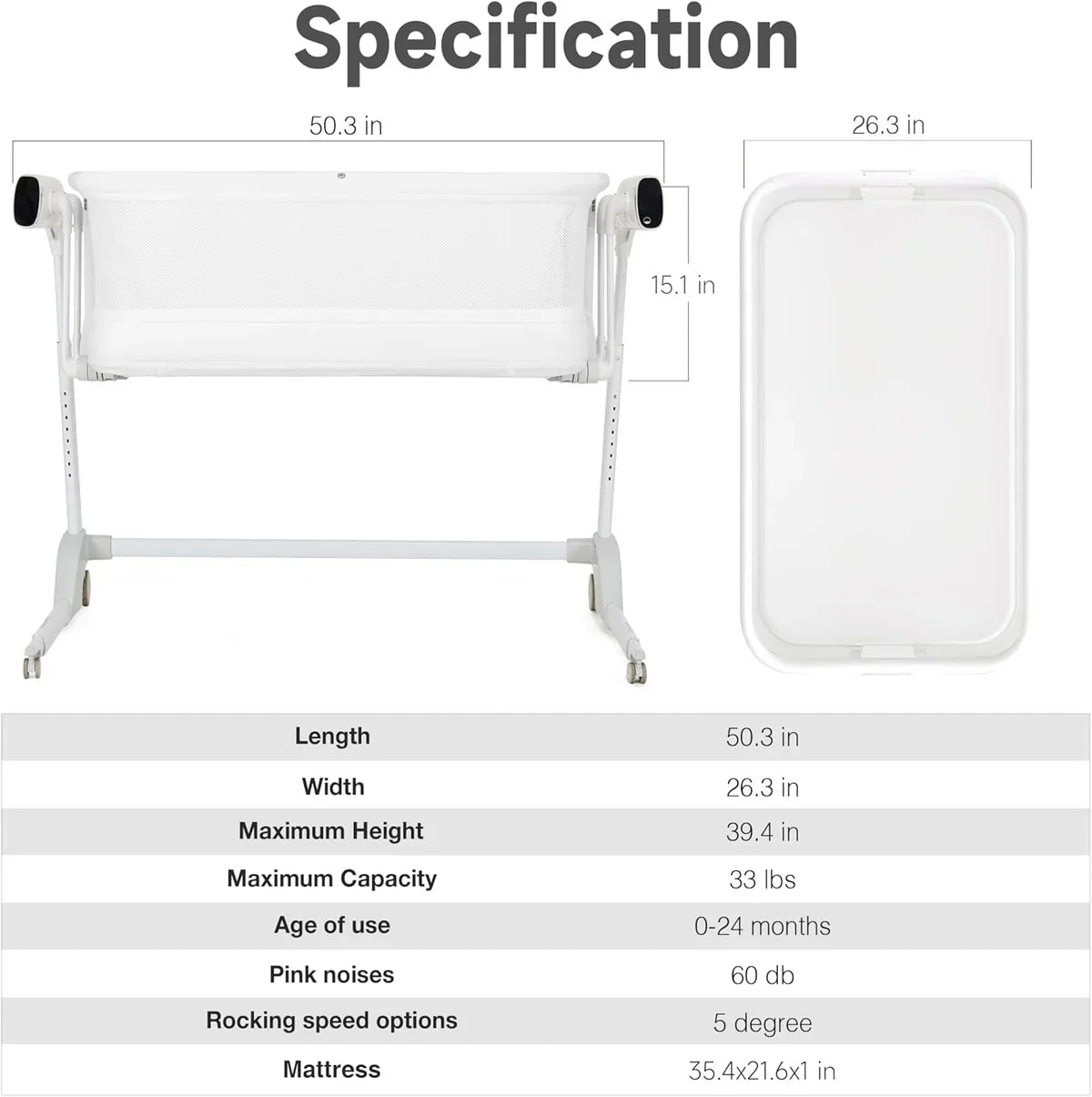 Miila Nova Smart Soothing Bassinet – 2-in-1 Baby Bassinet & Playpen